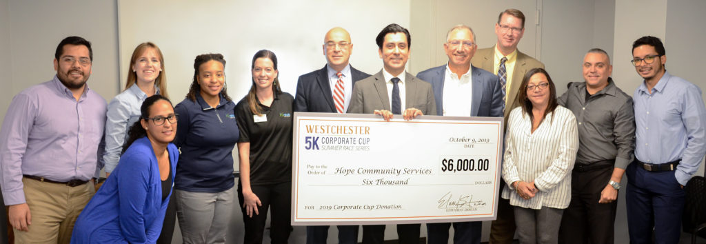 Westchester Corporate Cup Races 2019 Donation Check Presentation. 2019 Corporate Sponsors and Race Participants